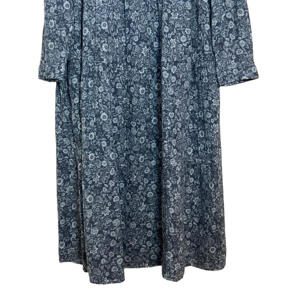 WONDERLY NWT Blue Floral Long Sleeve V-Neck Maxi Dress PXL - Picture 5 of 13
